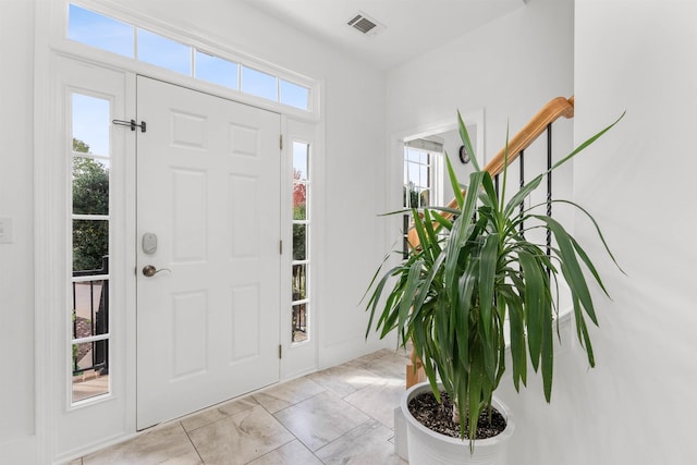 154 S Lake Emory Dr, Inman, SC 29349 - foyer entrance with marble finish flooring and stairway
