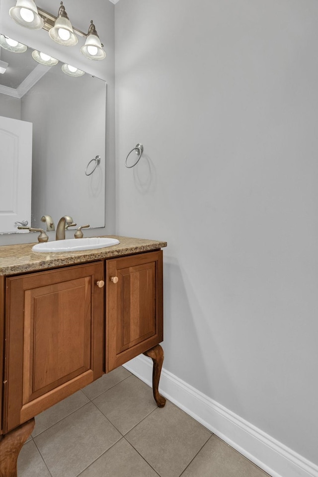 528 Carolee Way, Greer, SC 29651 - bathroom with tile patterned floors, vanity, and ornamental molding