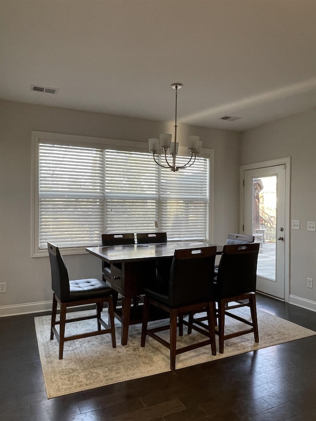499 Gorham Dr, Boiling Springs, SC 29316 - dining area featuring a chandelier and dark wood finished floors