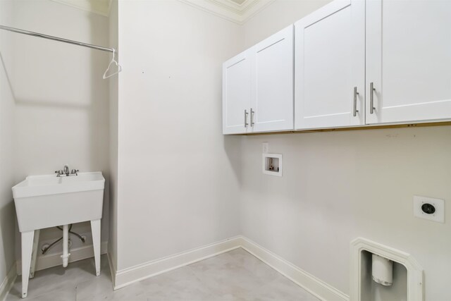881 Deepwood Ct, Boiling Springs, SC 29316 - laundry area with cabinet space, electric dryer hookup, washer hookup, and crown molding