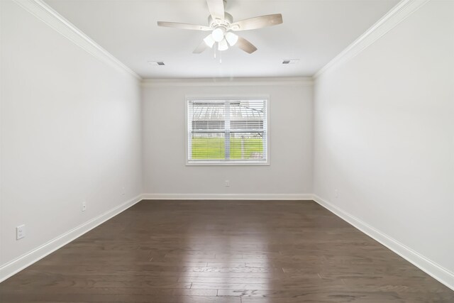 881 Deepwood Ct, Boiling Springs, SC 29316 - empty room featuring ornamental molding, dark wood-style flooring, and a ceiling fan