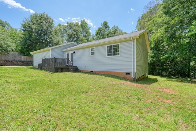 703 Patriot Ln, Greer, SC 29651 - rear view of property with a deck and crawl space
