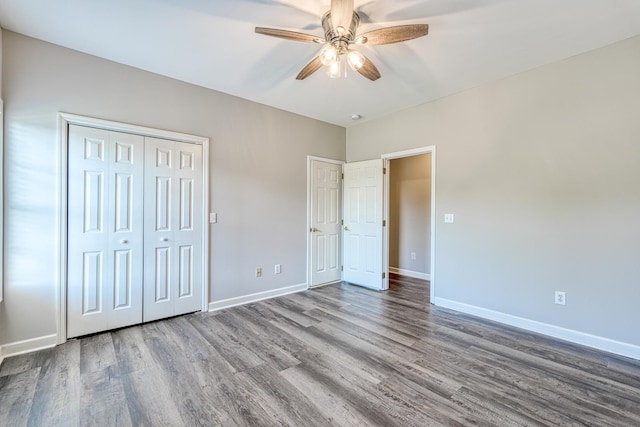95 Roscommon Run, Moore, SC 29369 - unfurnished bedroom featuring wood finished floors, a closet, and a ceiling fan