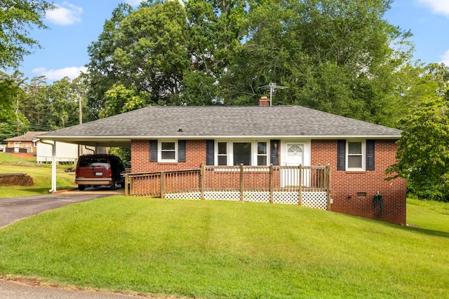 114 W Carolina St, Duncan, SC 29344 - ranch-style house with brick siding, asphalt driveway, a front lawn, and a shingled roof