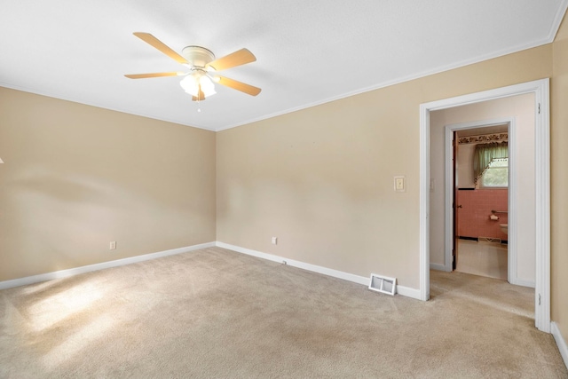 114 W Carolina St, Duncan, SC 29344 - empty room with light carpet, ceiling fan, and ornamental molding