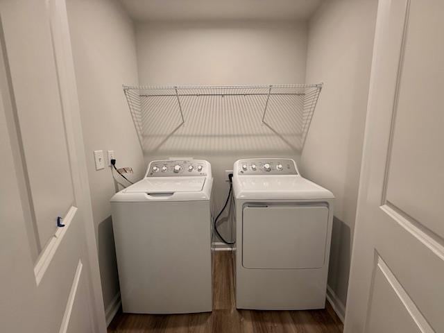 1236 Forestbrook Ln, Spartanburg, SC 29303 - washroom featuring washer and dryer and dark wood finished floors