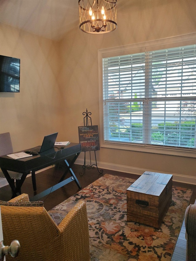178 Ravines Ln, Spartanburg, SC 29301 - office space with baseboards and a chandelier