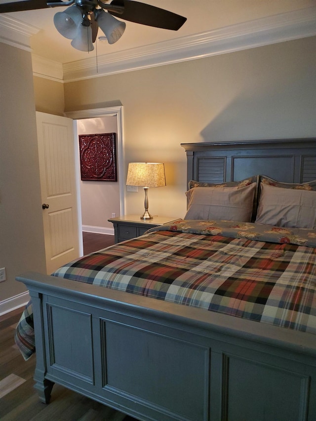 178 Ravines Ln, Spartanburg, SC 29301 - bedroom with ornamental molding, dark wood-style floors, and a ceiling fan