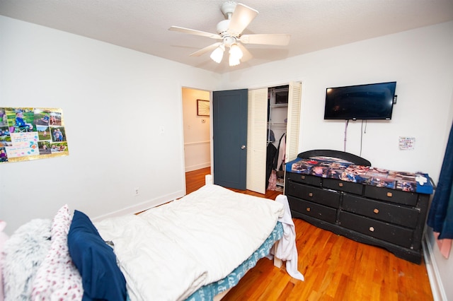 72 Casey Ln, Spartanburg, SC 29301 - bedroom featuring a closet, wood finished floors, and a ceiling fan