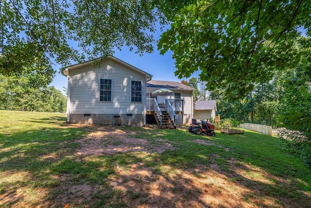 521 Signal Hill Ln, Inman, SC 29349 - back of house featuring crawl space, stairs, and a deck