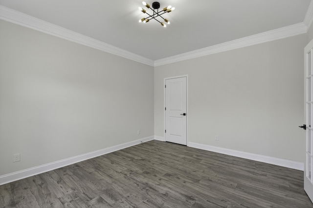 3027 Toliver, Boiling Springs, SC 29316 - unfurnished room featuring ornamental molding, a chandelier, and dark wood-type flooring