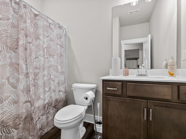 1116 Denington Dr, Spartanburg, SC 29307 - bathroom featuring vanity, wood finished floors, and curtained shower