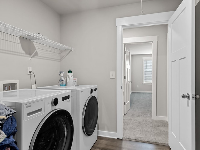 1116 Denington Dr, Spartanburg, SC 29307 - washroom with washer and clothes dryer and dark wood-style floors