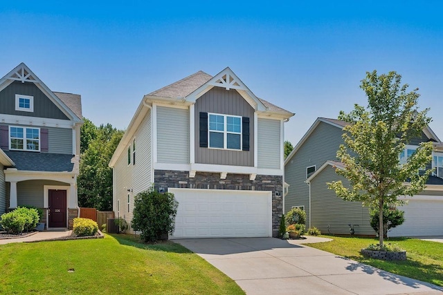 222 Eventine Way, Boiling Springs, SC 29316 - craftsman inspired home with driveway, a garage, board and batten siding, and stone siding