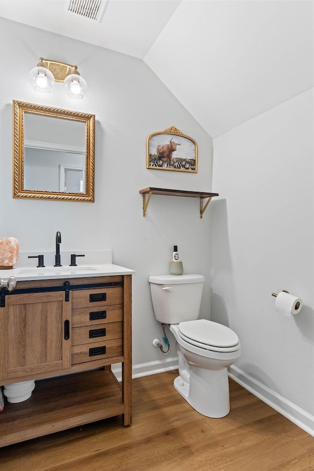 222 Eventine Way, Boiling Springs, SC 29316 - bathroom featuring lofted ceiling, vanity, and wood finished floors