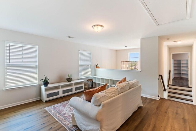 222 Eventine Way, Boiling Springs, SC 29316 - living room with attic access and wood finished floors