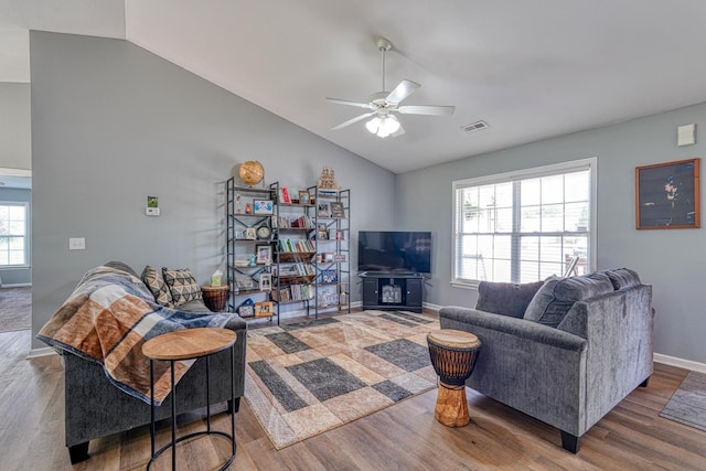 286 Heatherbrook Dr, Lyman, SC 29365 - living area with a ceiling fan, wood finished floors, and high vaulted ceiling