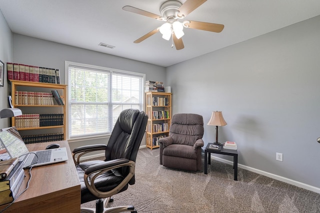 286 Heatherbrook Dr, Lyman, SC 29365 - carpeted home office featuring ceiling fan and baseboards