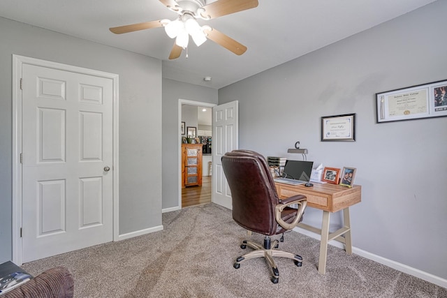 286 Heatherbrook Dr, Lyman, SC 29365 - carpeted office space with a ceiling fan and baseboards