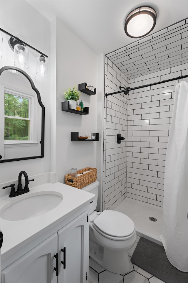 15864 Asheville Hwy, Campobello, SC 29322 - full bath with vanity, a stall shower, and tile patterned floors