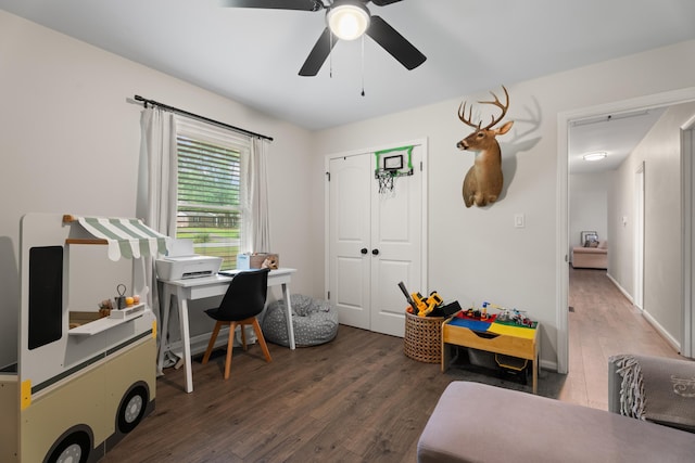15864 Asheville Hwy, Campobello, SC 29322 - home office with wood finished floors and a ceiling fan