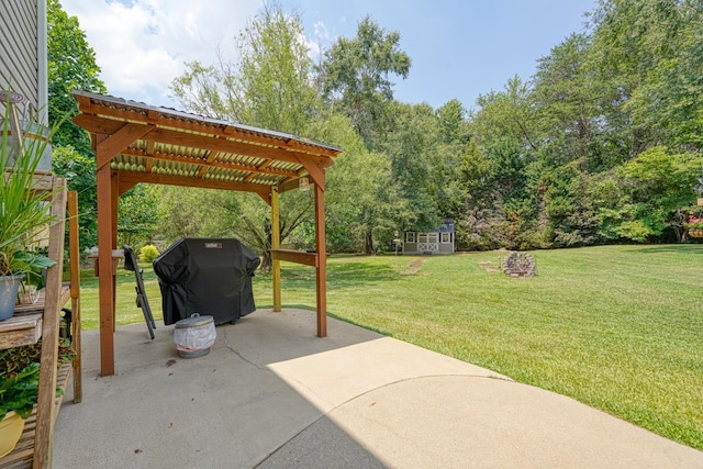 316 Crestview Ln, Spartanburg, SC 29301 - view of patio featuring area for grilling, a carport, and an outdoor structure