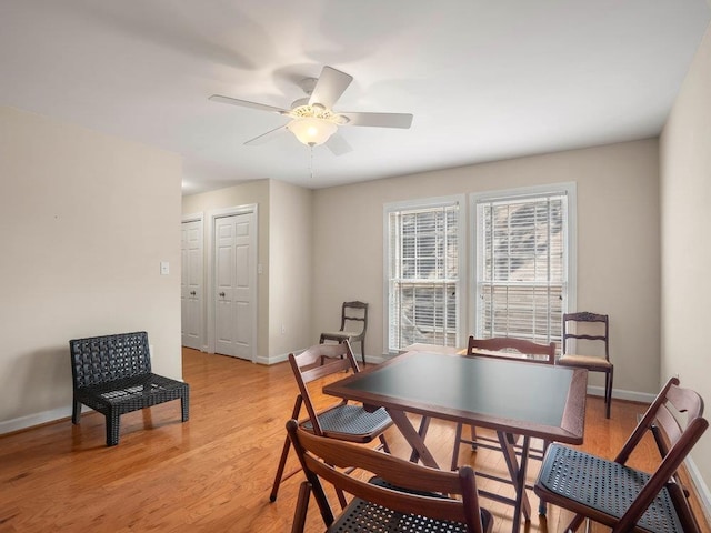 135 N Fairview Ave, Spartanburg, SC 29302 - dining space featuring ceiling fan and light wood-style floors