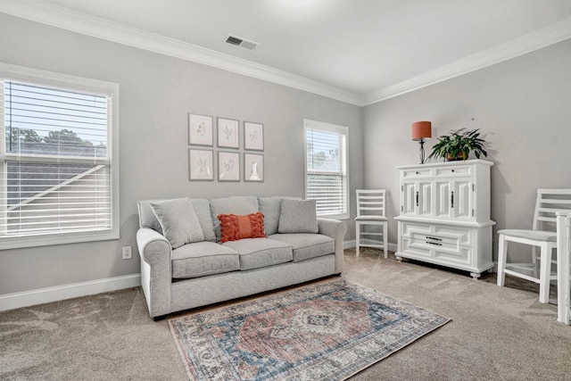 332 Heritage Point Dr, Simpsonville, SC 29681 - carpeted living room with ornamental molding and baseboards