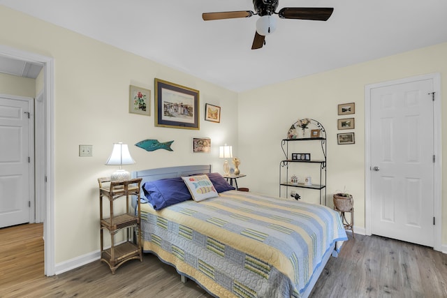 360 W Pointe Dr, Spartanburg, SC 29301 - bedroom featuring wood finished floors, ceiling fan, and attic access