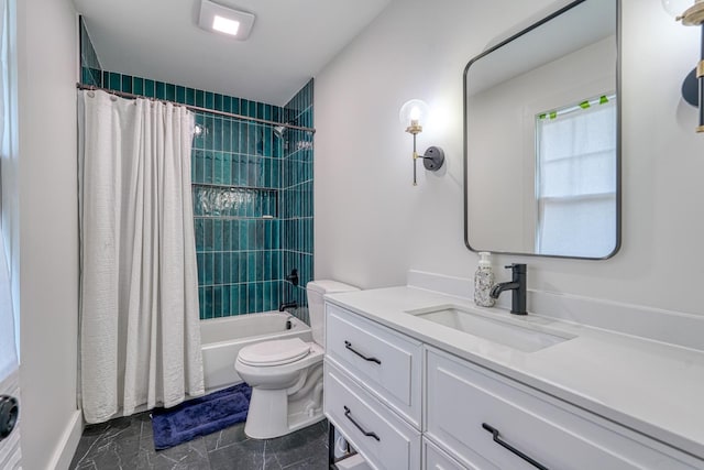 236 Heathwood Dr, Spartanburg, SC 29307 - bathroom with vanity, shower / bath combo, and marble finish floors