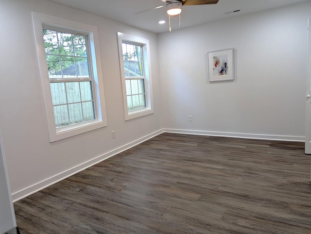 2115 Oakhurst Cir, Spartanburg, SC 29302 - empty room featuring ceiling fan, dark wood-style flooring, and recessed lighting