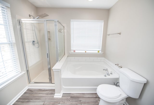 363 Robin Helton Dr, Boiling Springs, SC 29316 - full bath featuring a bath, a shower stall, and wood finished floors