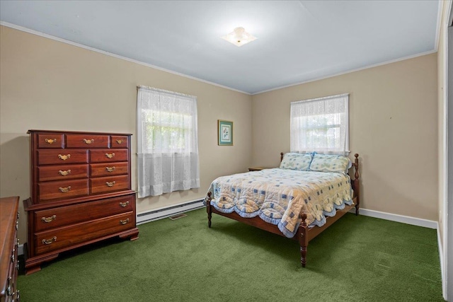 2160 Compton Bridge Rd, Inman, SC 29349 - carpeted bedroom with multiple windows, crown molding, and baseboard heating