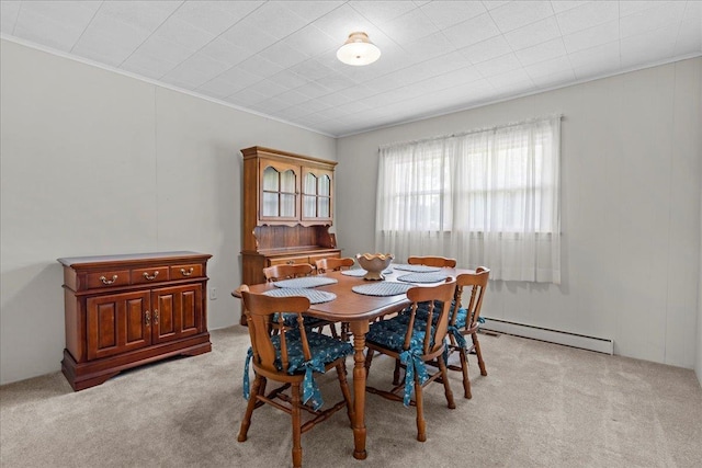 2160 Compton Bridge Rd, Inman, SC 29349 - dining room featuring light colored carpet, crown molding, and a baseboard radiator
