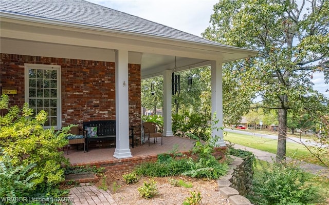 view of patio featuring covered porch