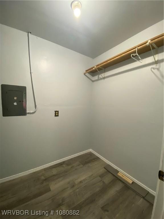 614 N School St, Charleston, AR 72933 - spacious closet featuring electric panel and dark wood-type flooring