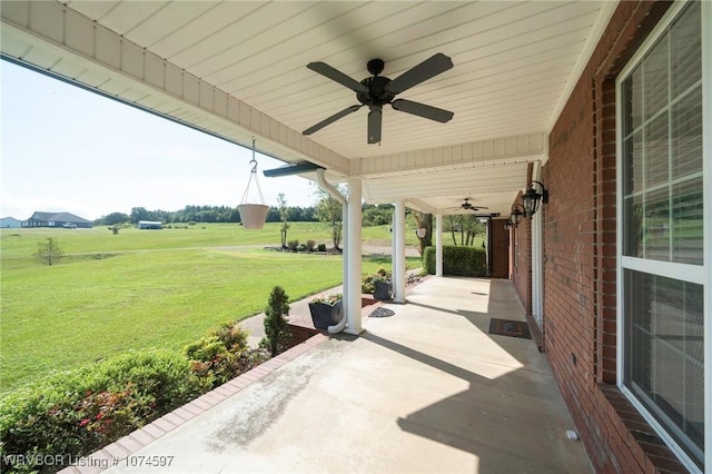 view of patio with ceiling fan