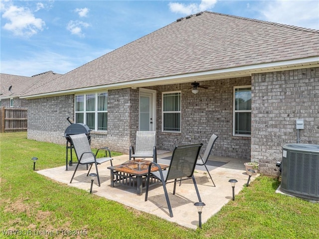 1138 Delta Dr, Van Buren, AR 72956 - view of patio / terrace featuring an outdoor fire pit, ceiling fan, and a grill