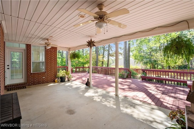 view of patio / terrace featuring ceiling fan