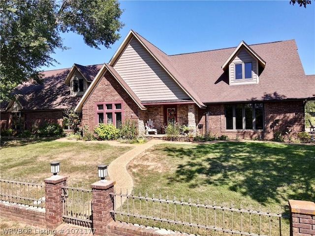 view of front facade featuring a front yard