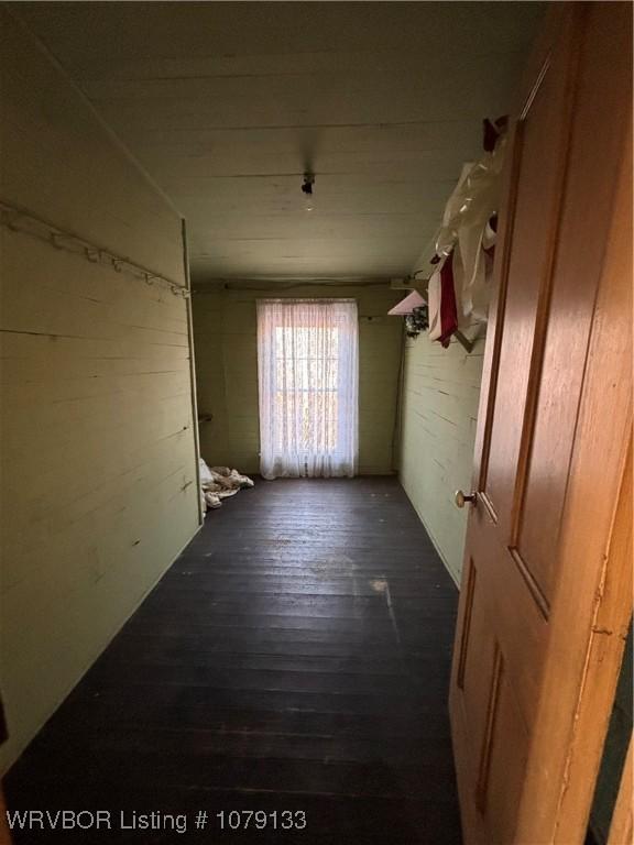 interior space with dark wood-style flooring