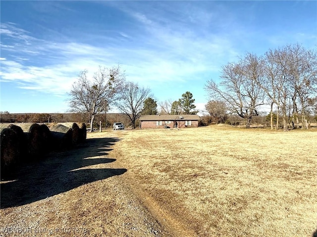 view of yard with a rural view