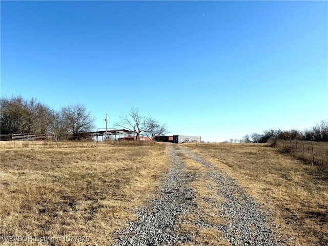 view of road with a rural view