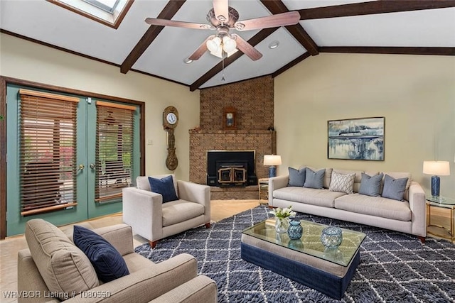 8611 Royal Ridge Dr, Fort Smith, AR 72903 - living room featuring ceiling fan, a skylight, healthy amount of natural light, and recessed lighting