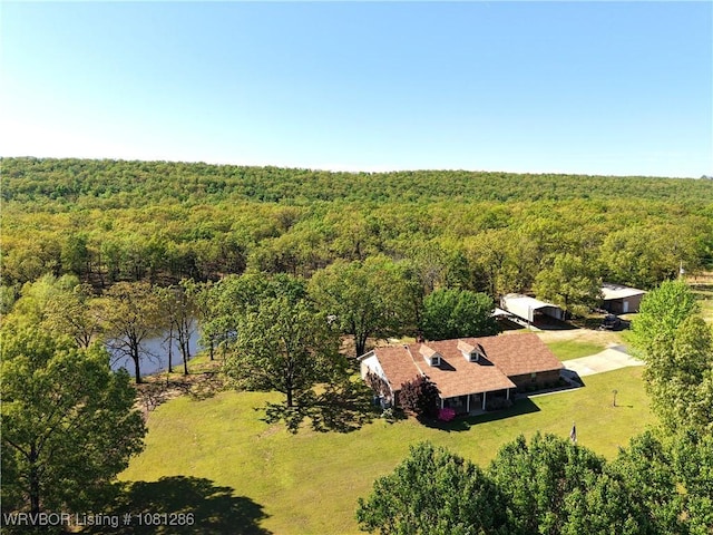 2103 W George, Pocola, OK 74902 - aerial view of property and surrounding area featuring a heavily wooded area and a large body of water