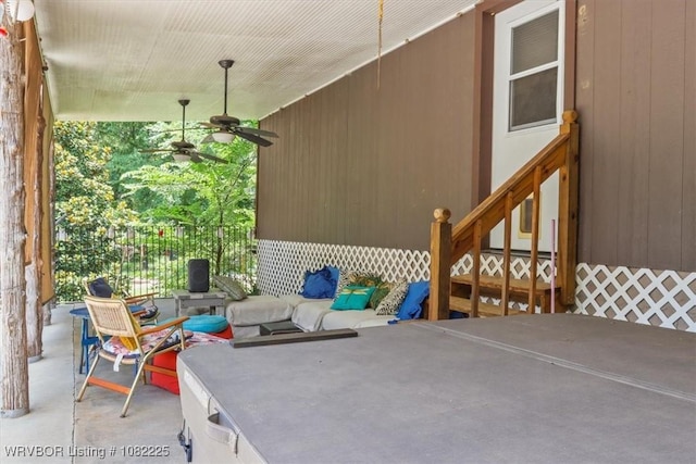 3204 W George, Pocola, OK 74902 - view of patio / terrace featuring a ceiling fan