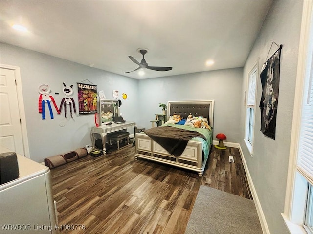 420 Wheeler Ave, Sallisaw, OK 74955 - bedroom featuring a ceiling fan, baseboards, recessed lighting, and wood finished floors