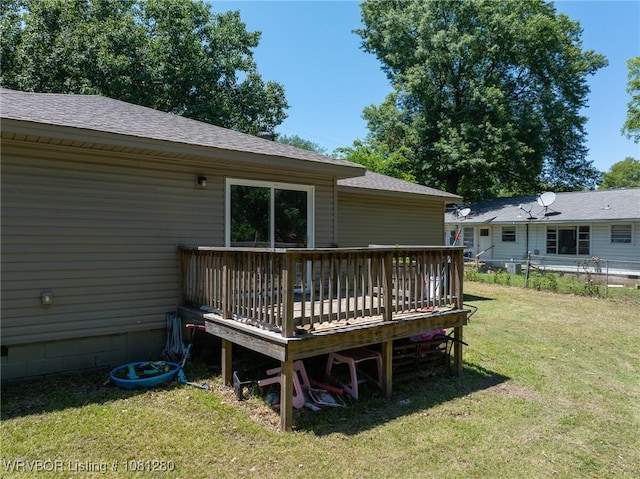 2128 N 53rd St, Fort Smith, AR 72904 - rear view of house featuring a wooden deck, a yard, and a shingled roof