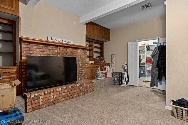 2128 N 53rd St, Fort Smith, AR 72904 - living room featuring beamed ceiling and carpet floors