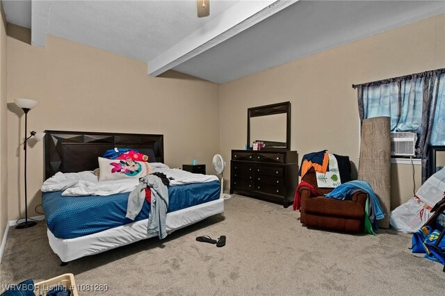 2128 N 53rd St, Fort Smith, AR 72904 - carpeted bedroom featuring beamed ceiling, ceiling fan, and cooling unit